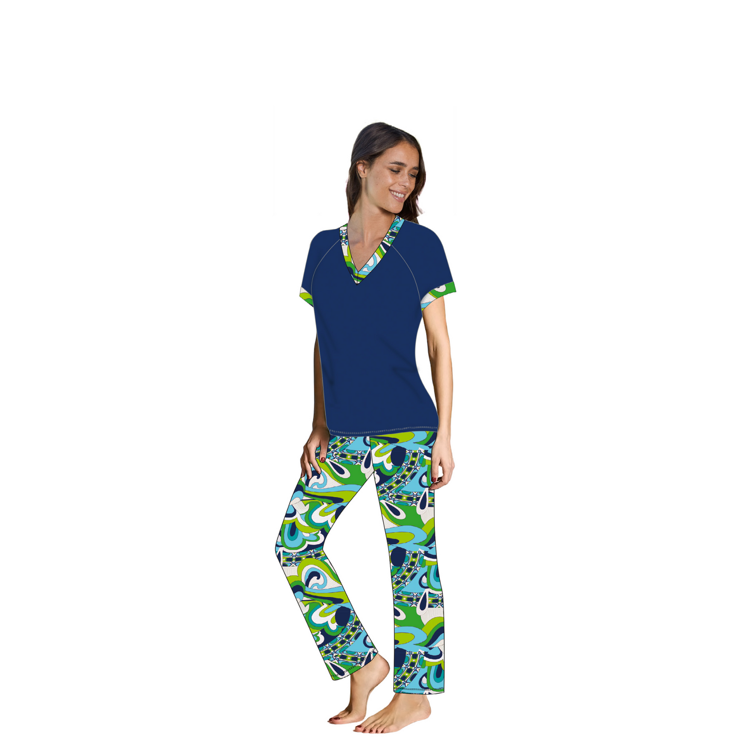 Pigiama donna mezza manica con pantalone lungo