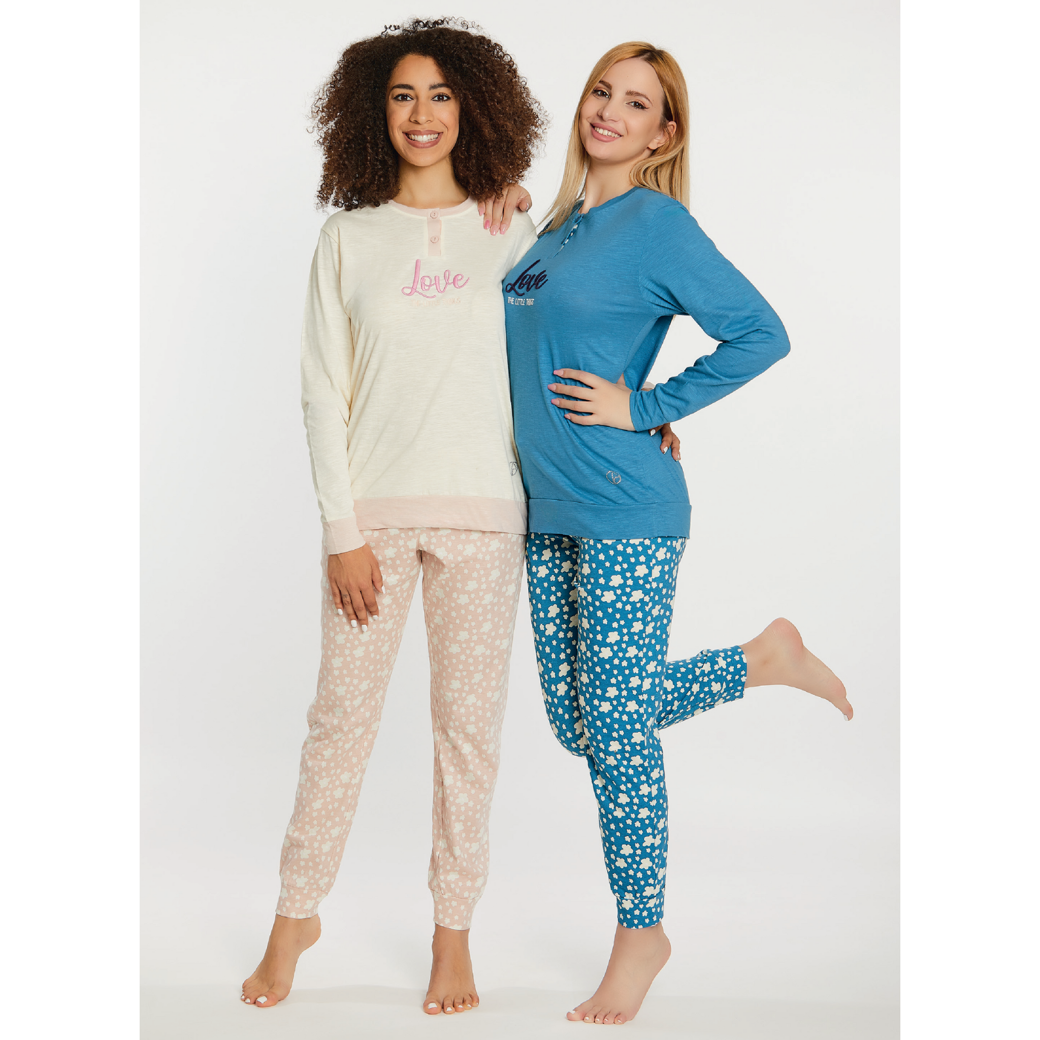 Pigiama donna in cotone manica lunga