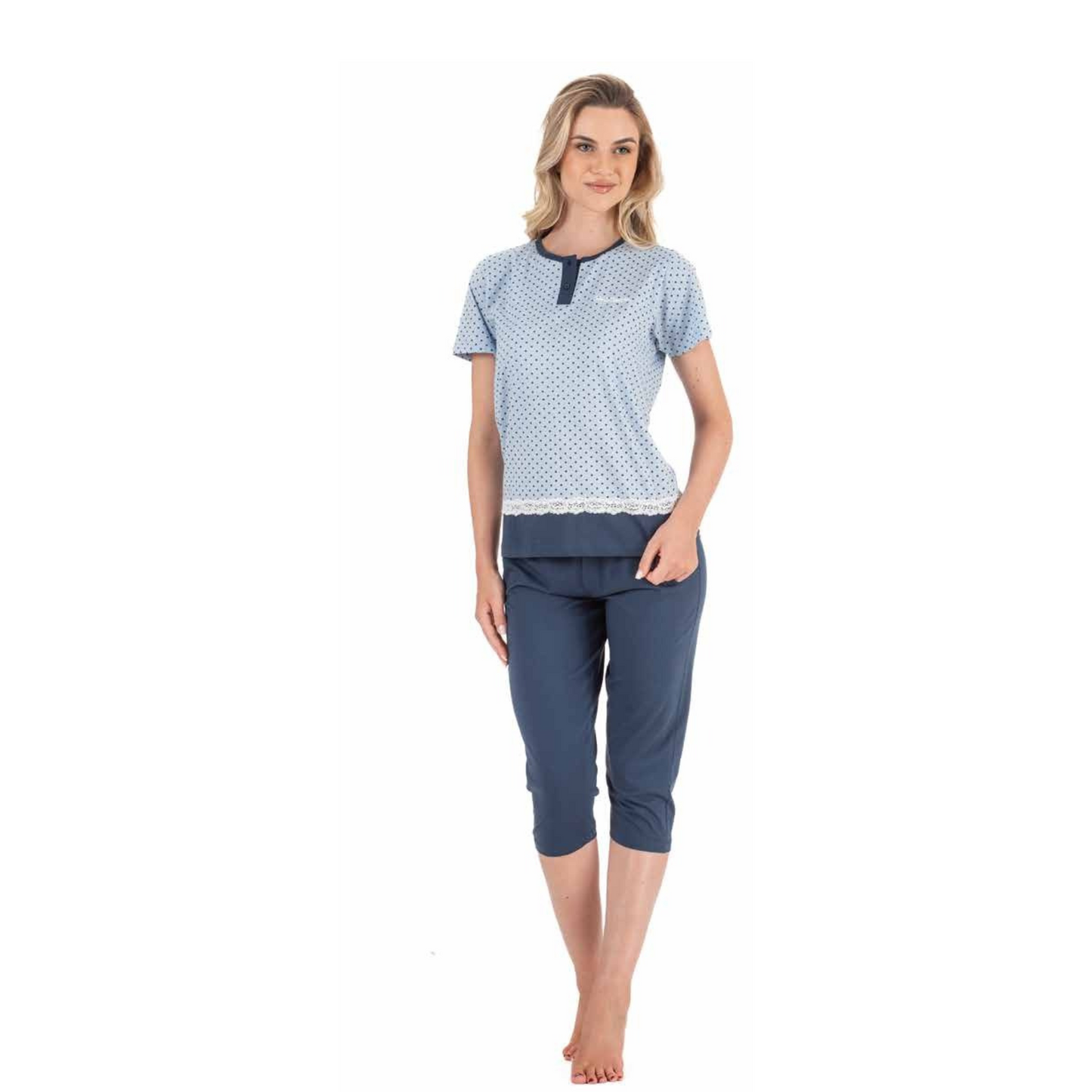 Pigiama donna in cotone 3 pezzi