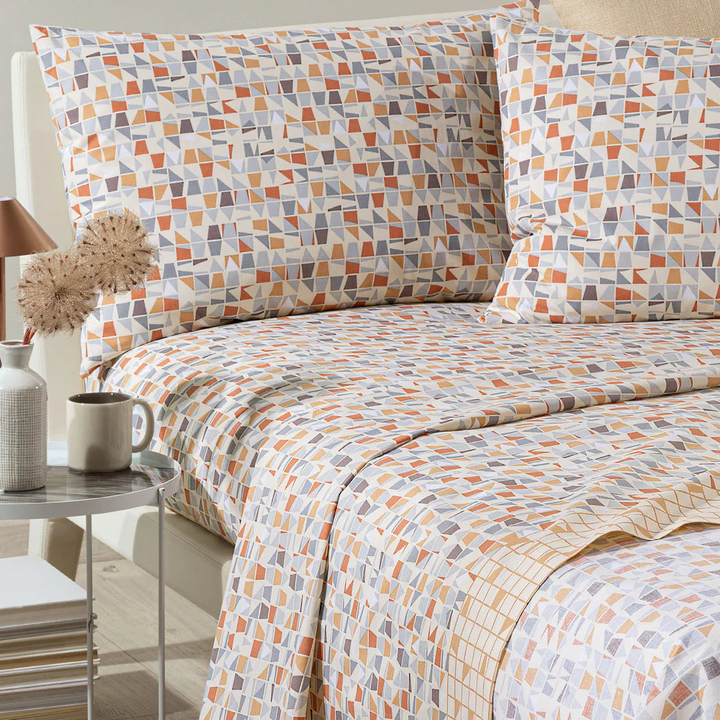 Completo Lenzuola In Cotone Orleans Matrimoniale Caleffi
