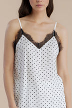 Pigiama donna in viscosa top bretellina e pantalone corto articolo pois