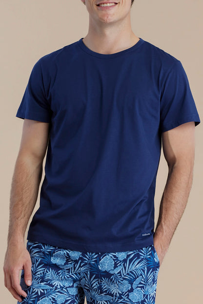 Pigiama uomo in cotone con top manica corta girocollo e pantalone corto