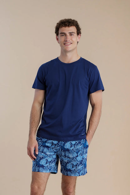 Pigiama uomo in cotone con top manica corta girocollo e pantalone corto