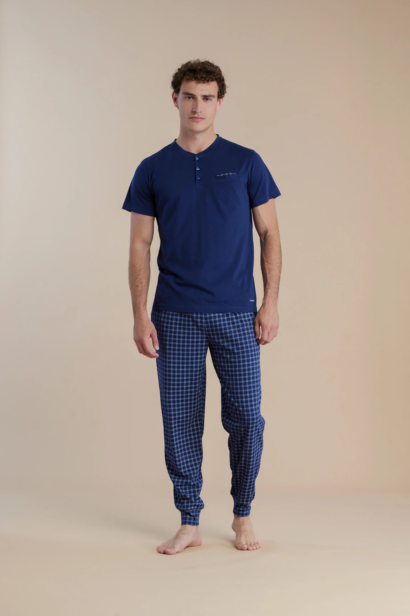 Pigiama uomo tre pezzi top manica corta, pantalone corto e pantalone lungo