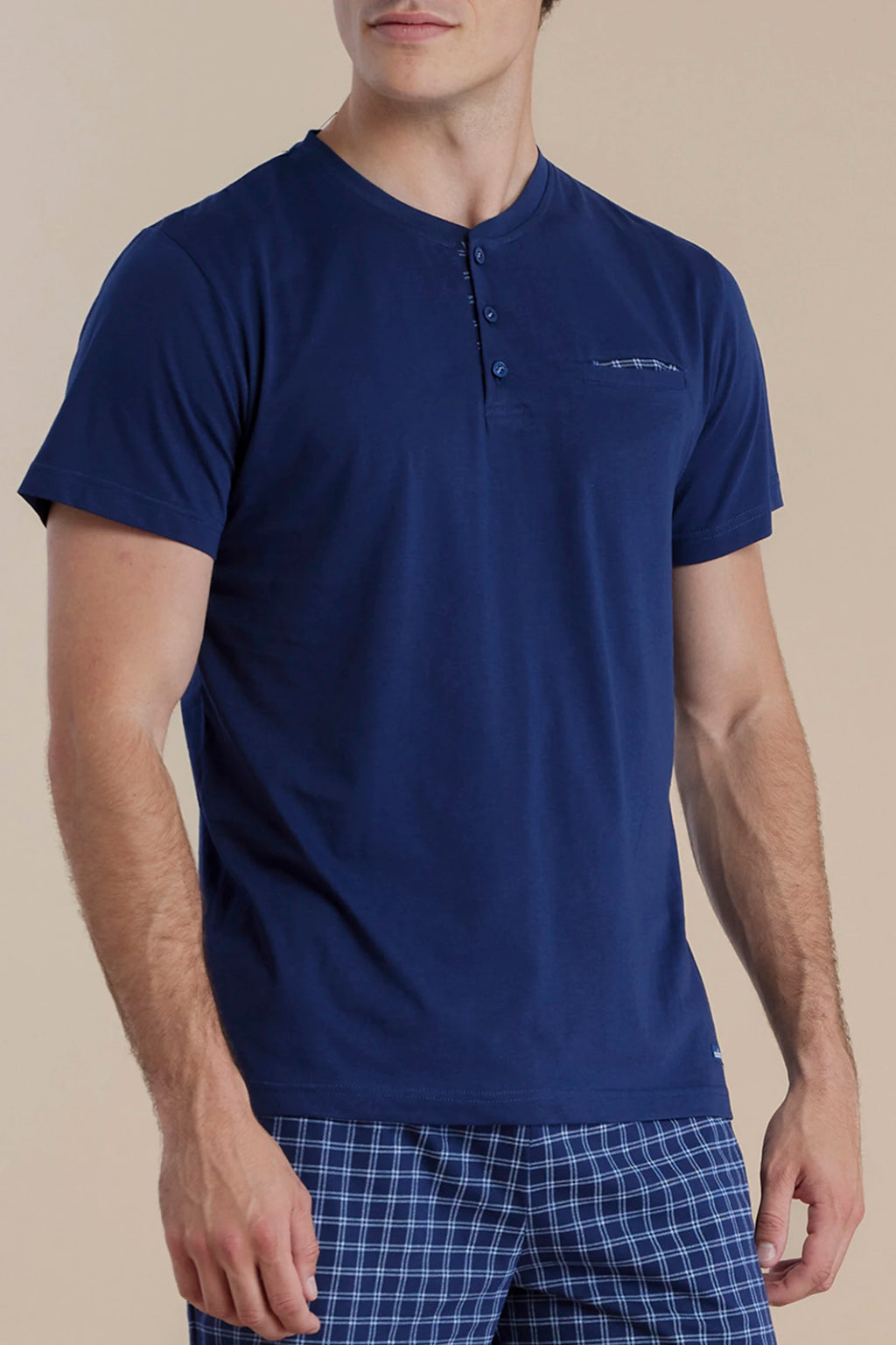 Pigiama uomo tre pezzi top manica corta, pantalone corto e pantalone lungo