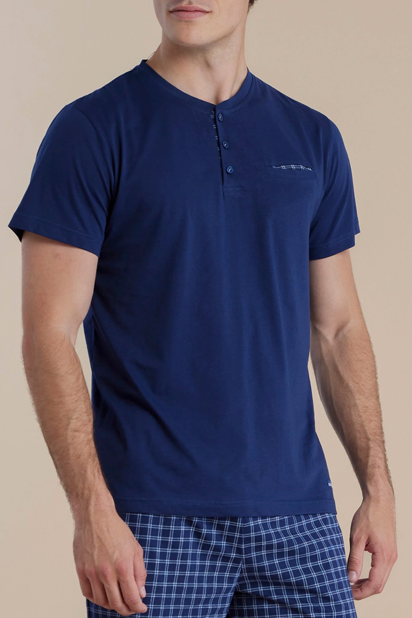 Pigiama uomo tre pezzi top manica corta, pantalone corto e pantalone lungo