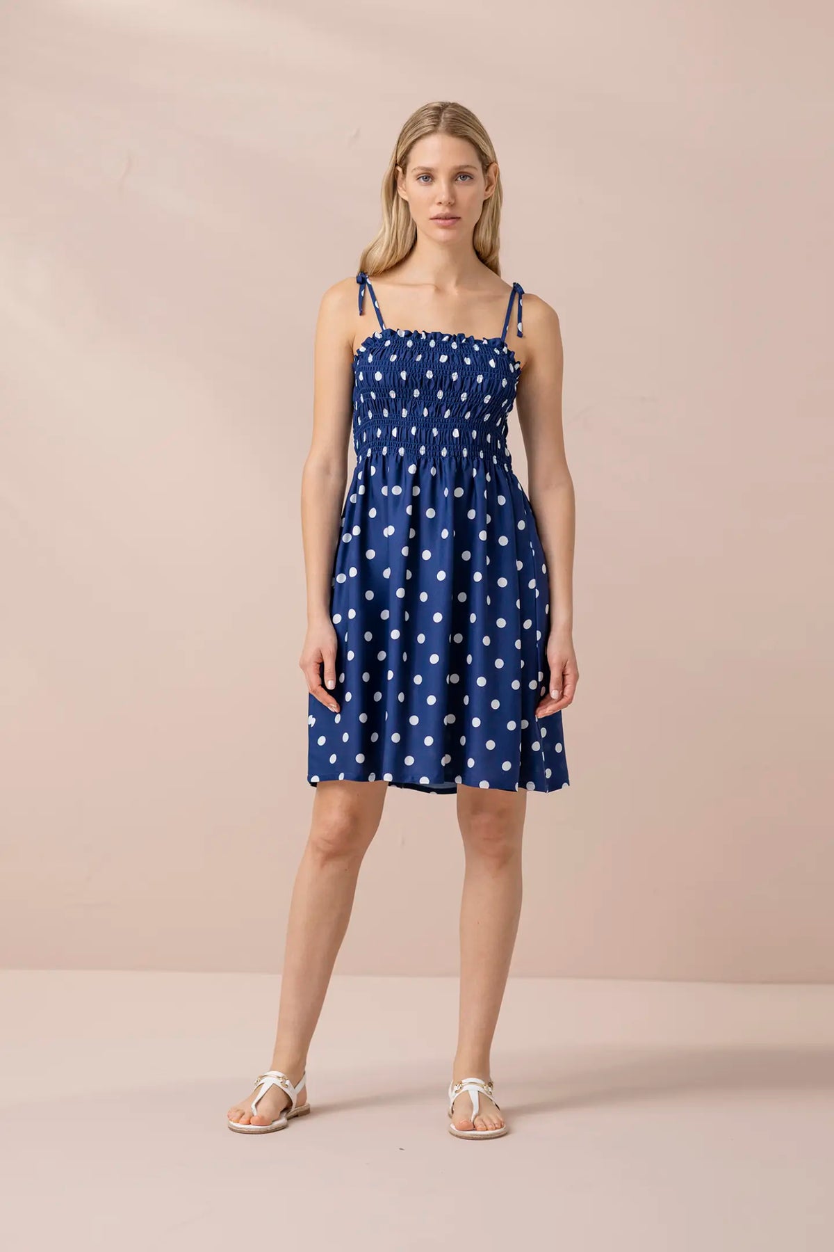 Abitino donna in viscosa a bretellina - Blu Navy