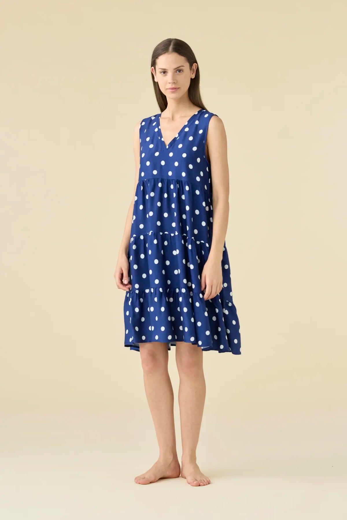 Abito corto donna spalla larga viscosa - Blu Navy