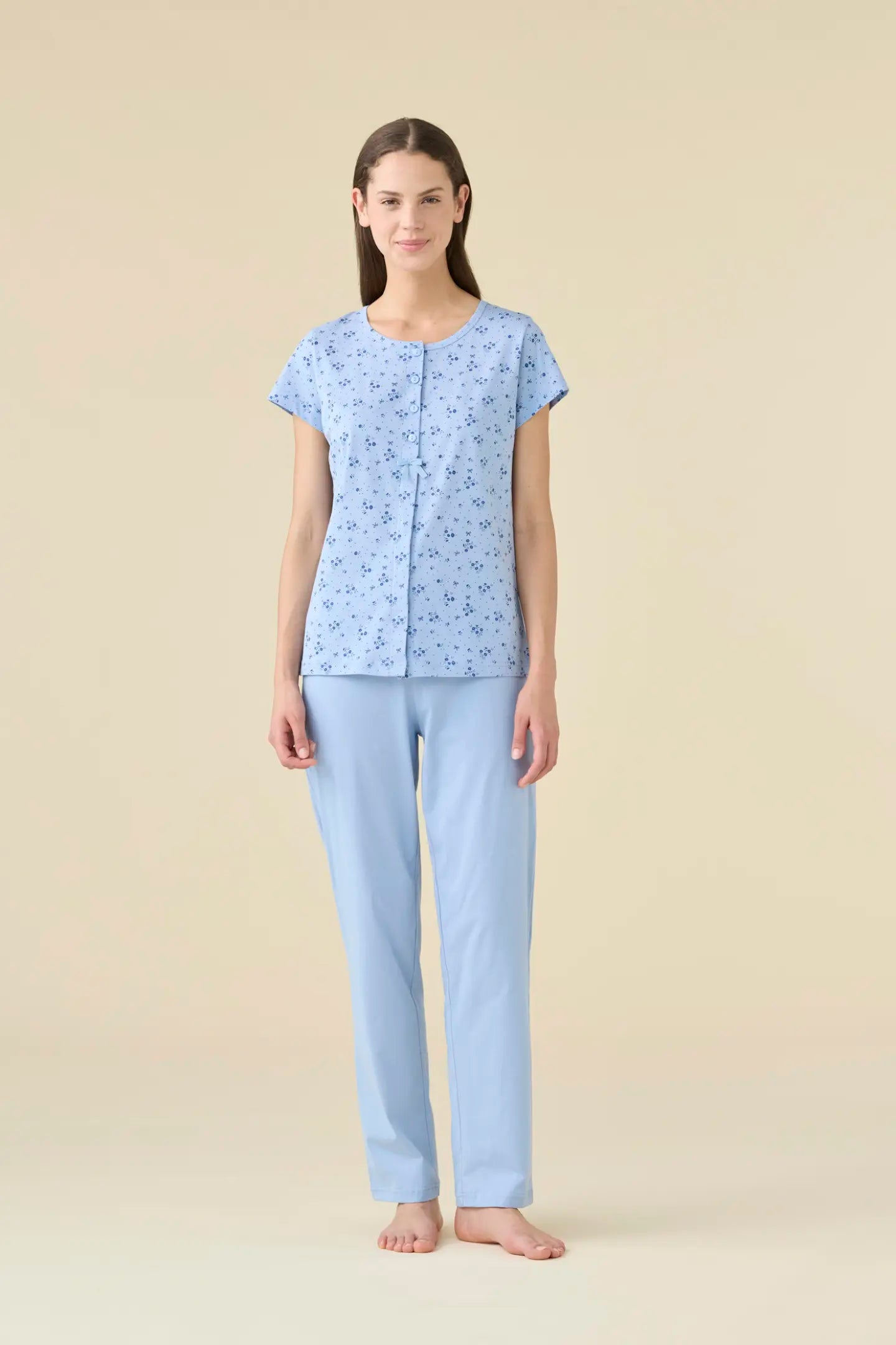 Pigiama donna estivo in cotone articolo flower.