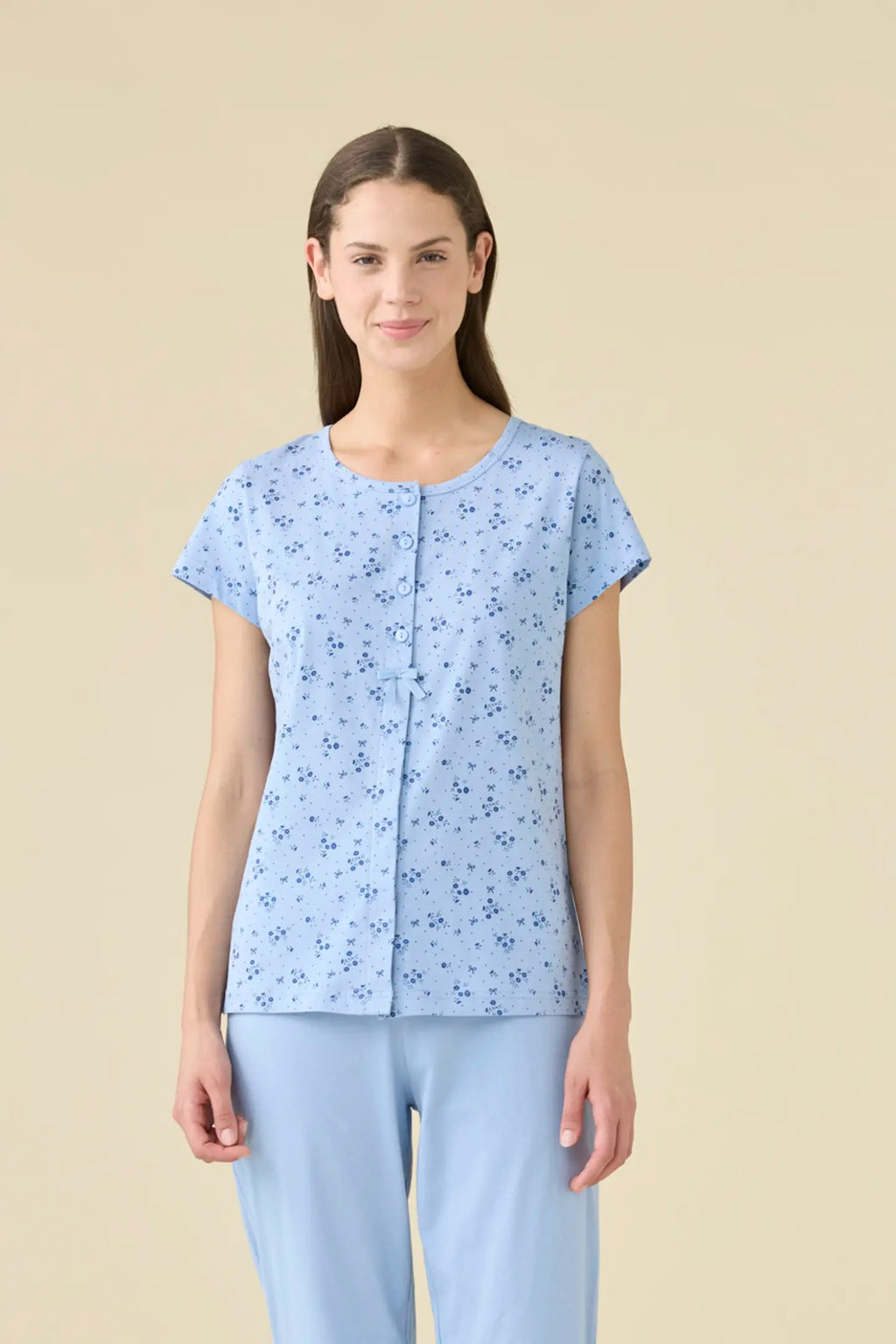 Pigiama donna estivo in cotone articolo flower.