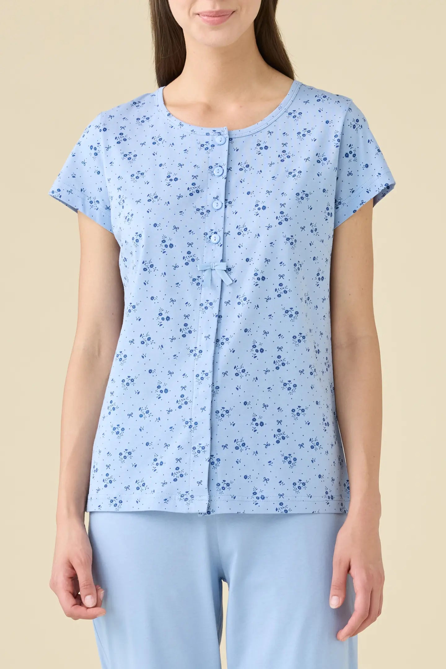 Pigiama donna estivo in cotone articolo flower.