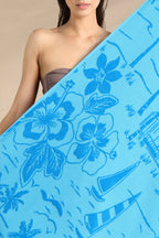 Telo mare in spugna velour rasato 90 x 170 cm tropicale.