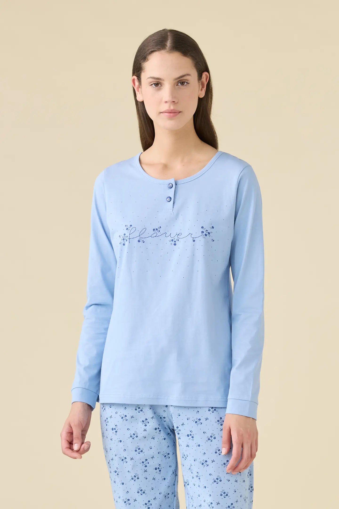 Pigiama donna estivo in cotone articolo flower.