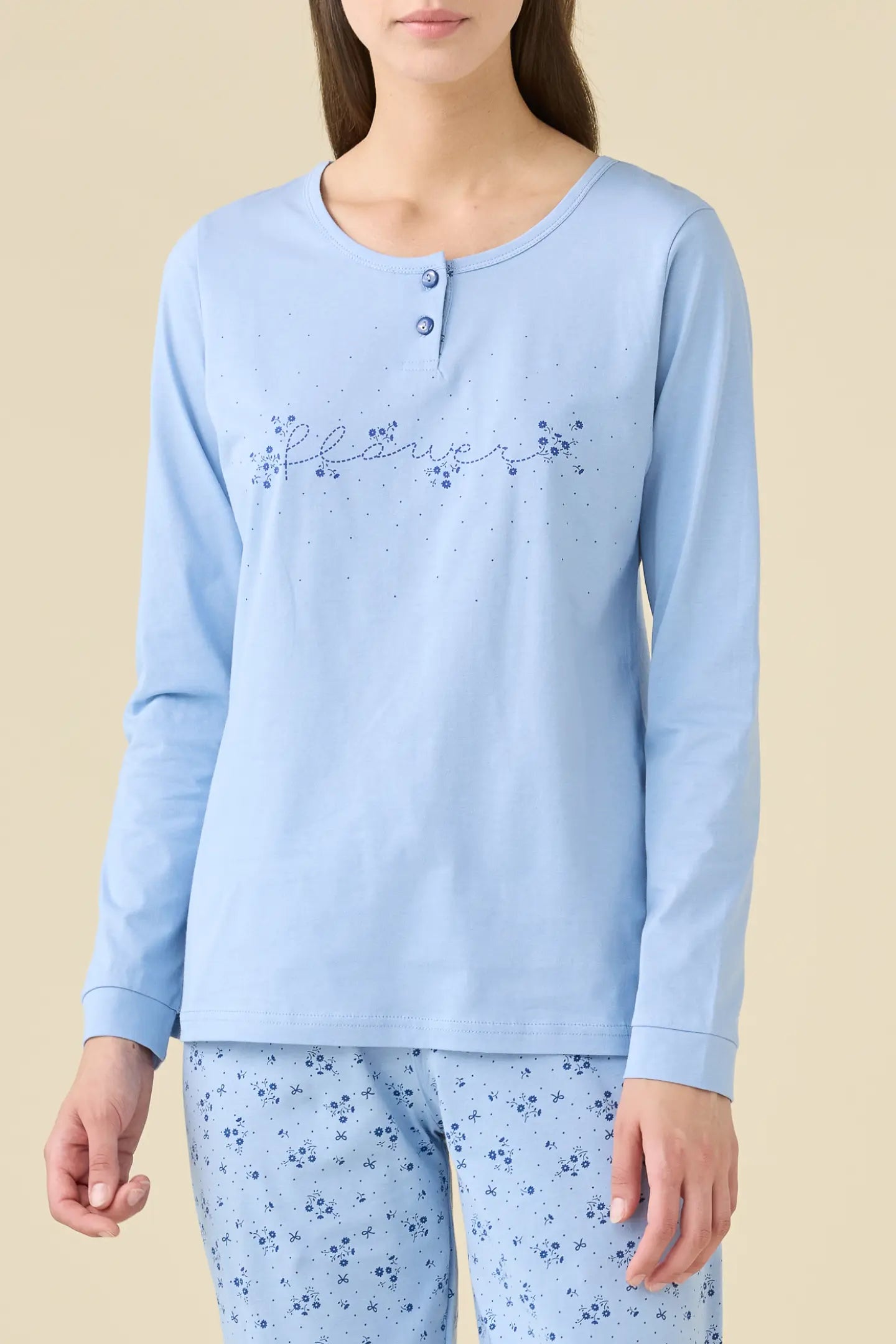Pigiama donna estivo in cotone articolo flower.