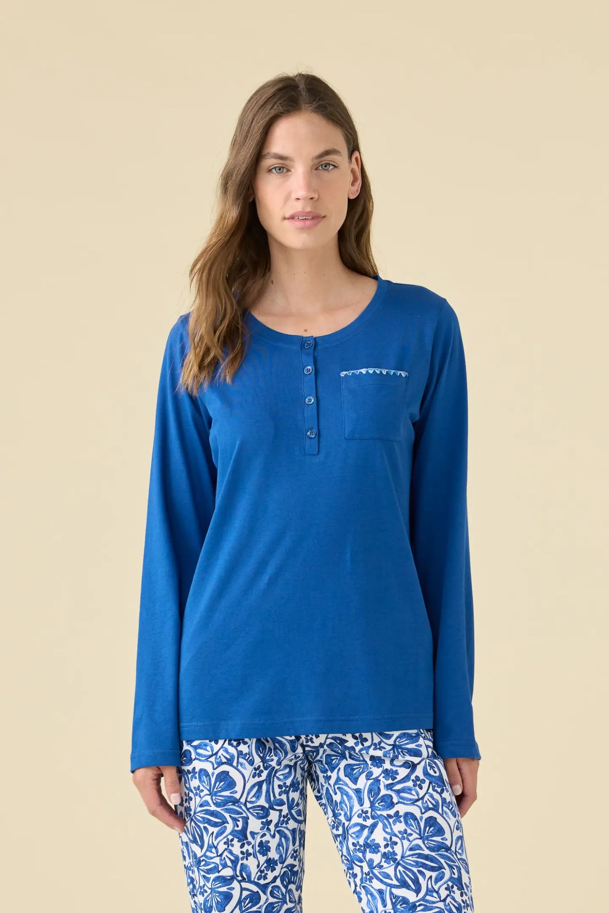 Pigiama donna estivo in cotone articolo azule. - Blu