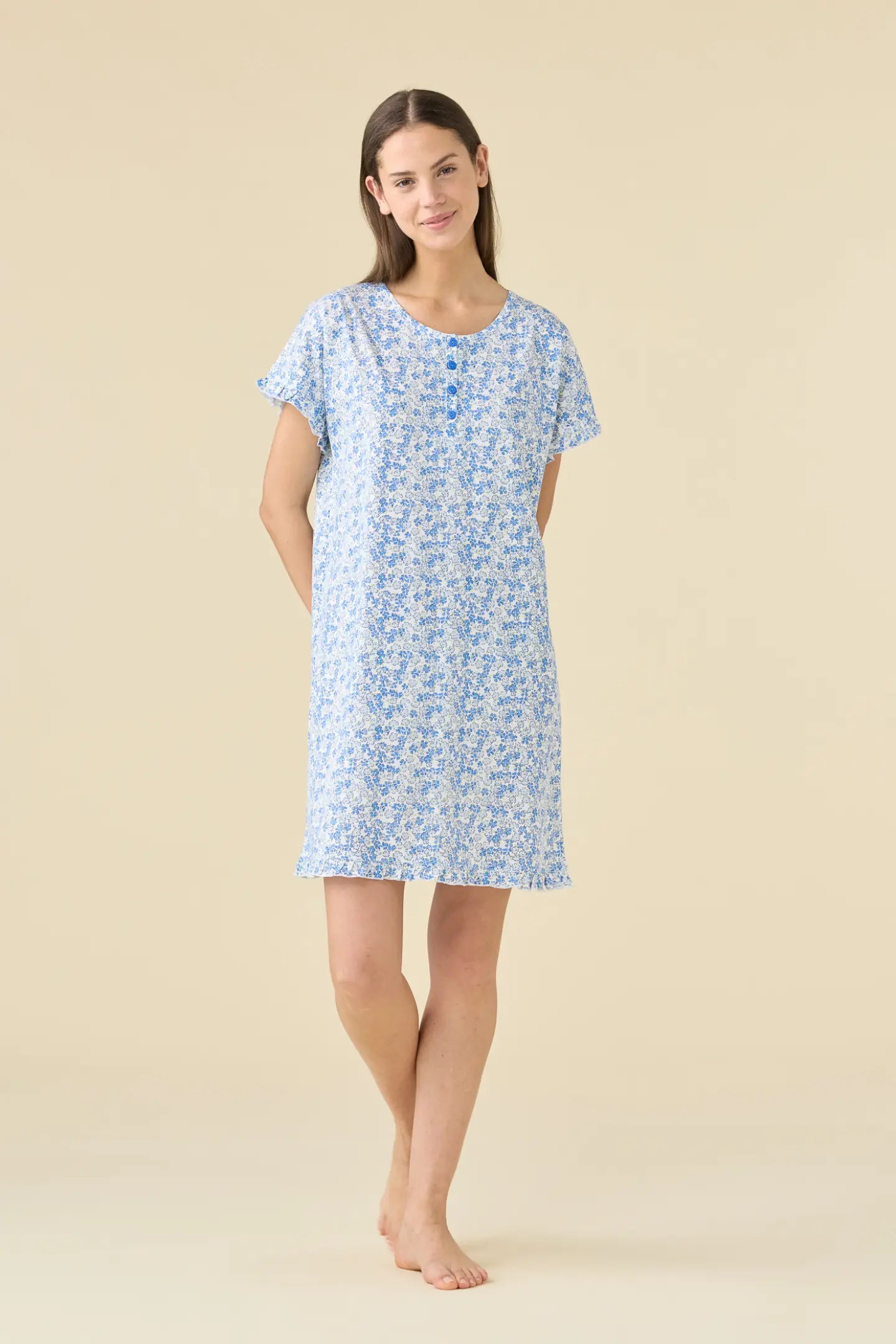 Camicia da notte donna estiva in cotone articolo bloom.