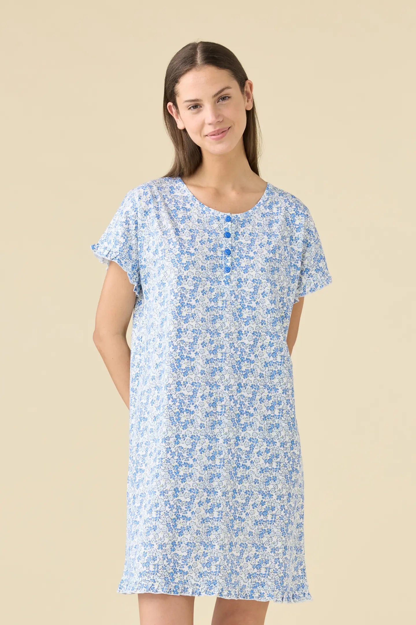 Camicia da notte donna estiva in cotone articolo bloom.