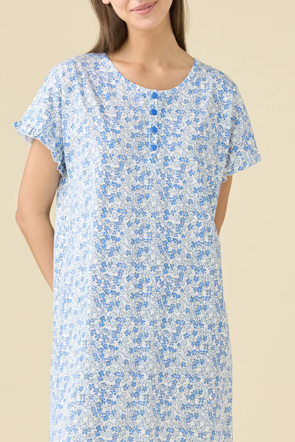 Camicia da notte donna estiva in cotone articolo bloom.