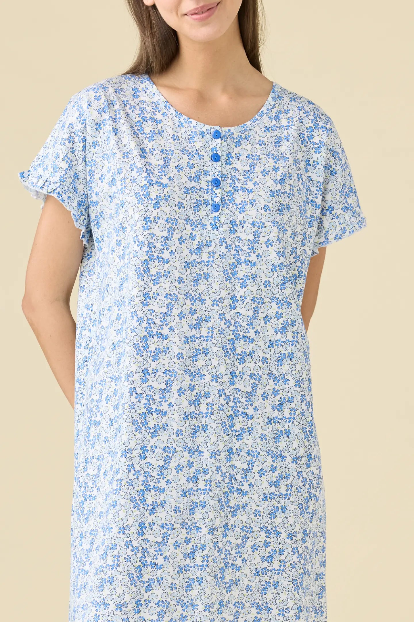 Camicia da notte donna estiva in cotone articolo bloom.