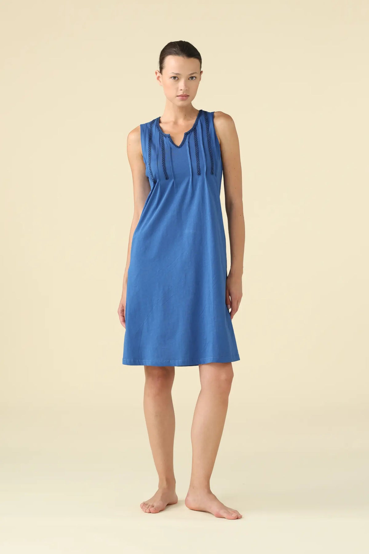 Abitino donna estivo in cotone articolo floret. - Blu