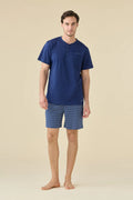 Pigiama uomo estivo in cotone articolo navy dot.