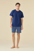 Pigiama uomo estivo in cotone articolo navy dot.