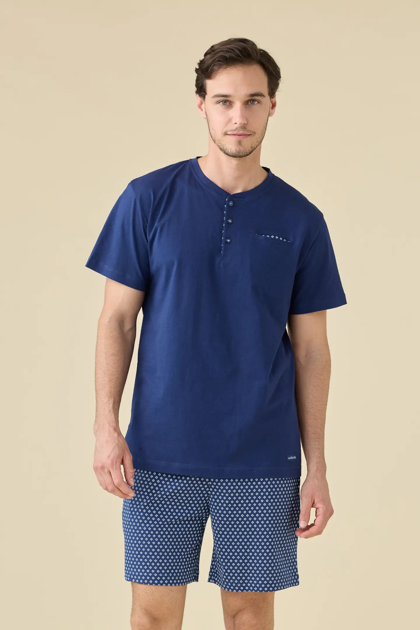Pigiama uomo estivo in cotone articolo navy dot.