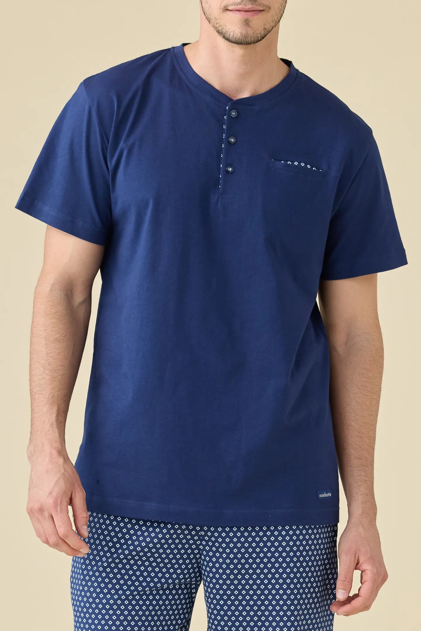 Pigiama uomo estivo in cotone articolo navy dot.