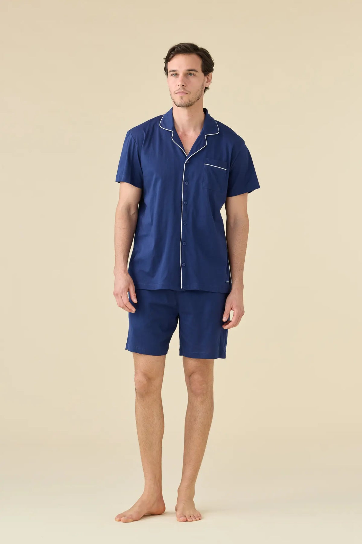 Pigiama uomo estivo in cotone articolo navy dot. - Blu Riviera
