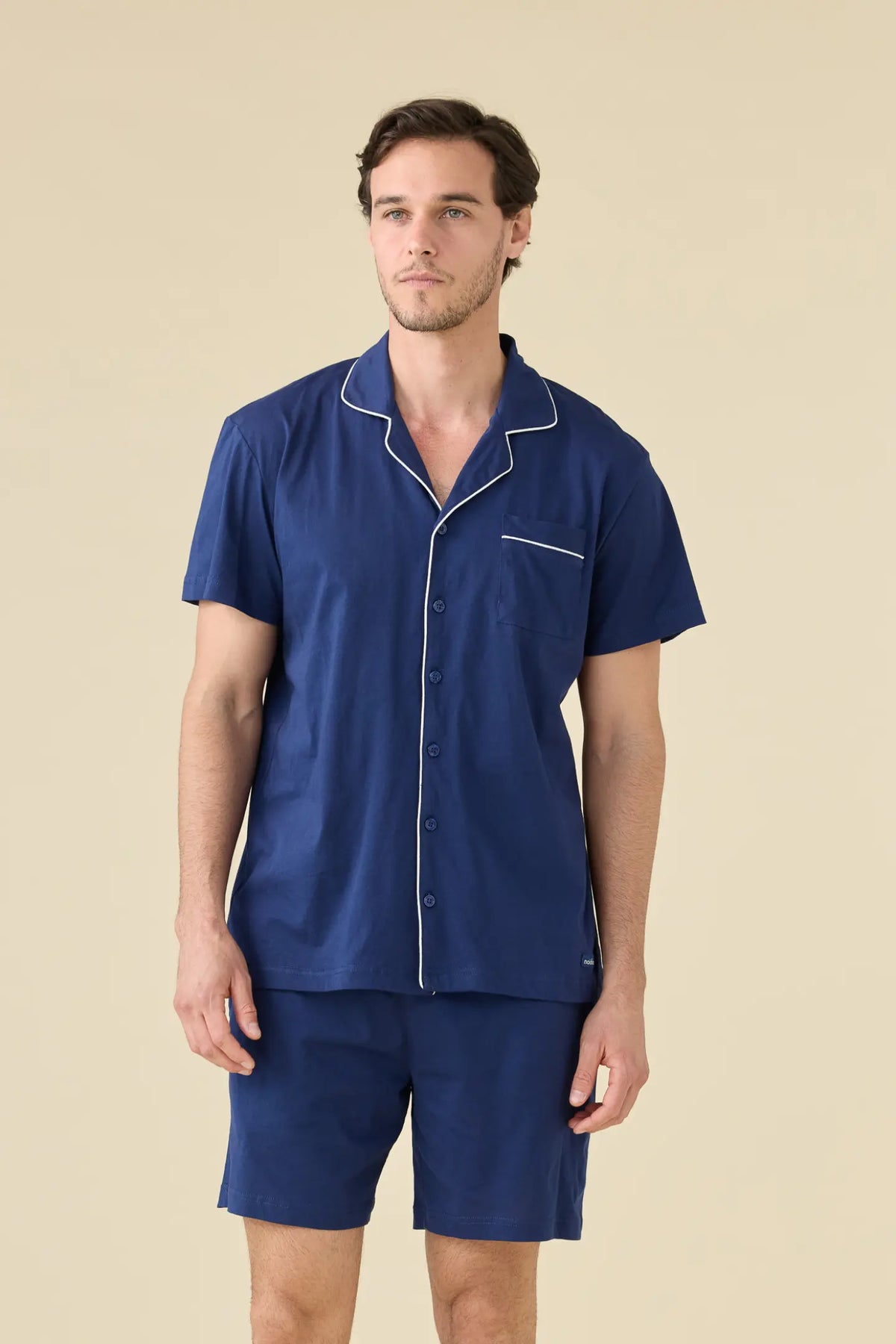 Pigiama uomo estivo in cotone articolo navy dot. - Blu