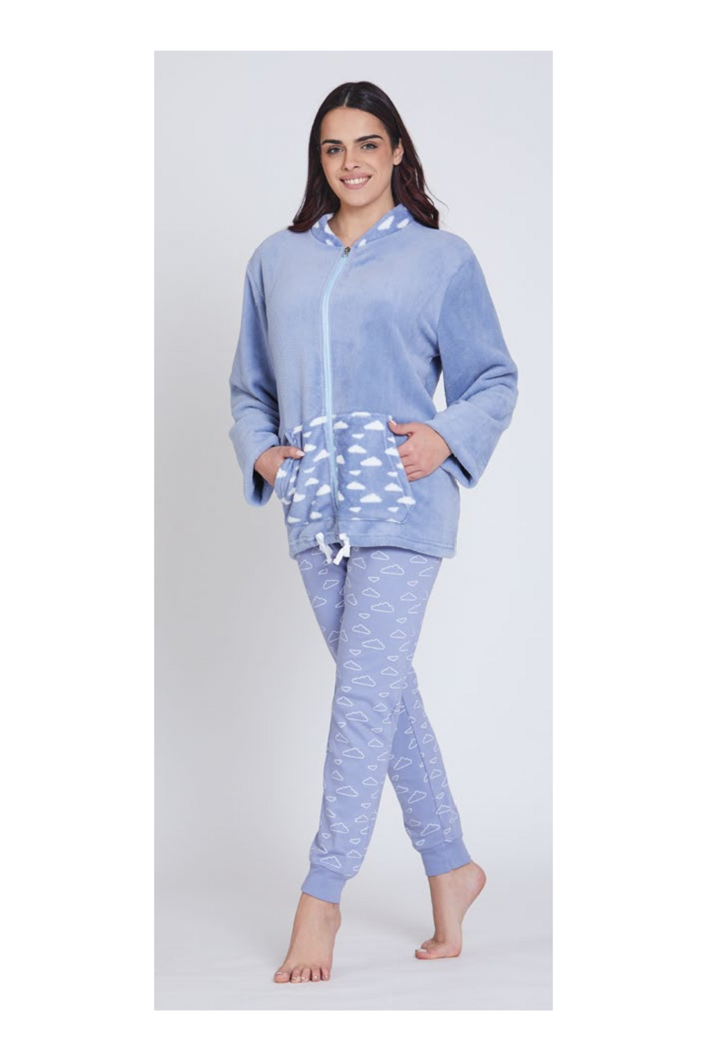 Giacca da camera donna Nazareno Gabrielli con zip e dettagli nuvole