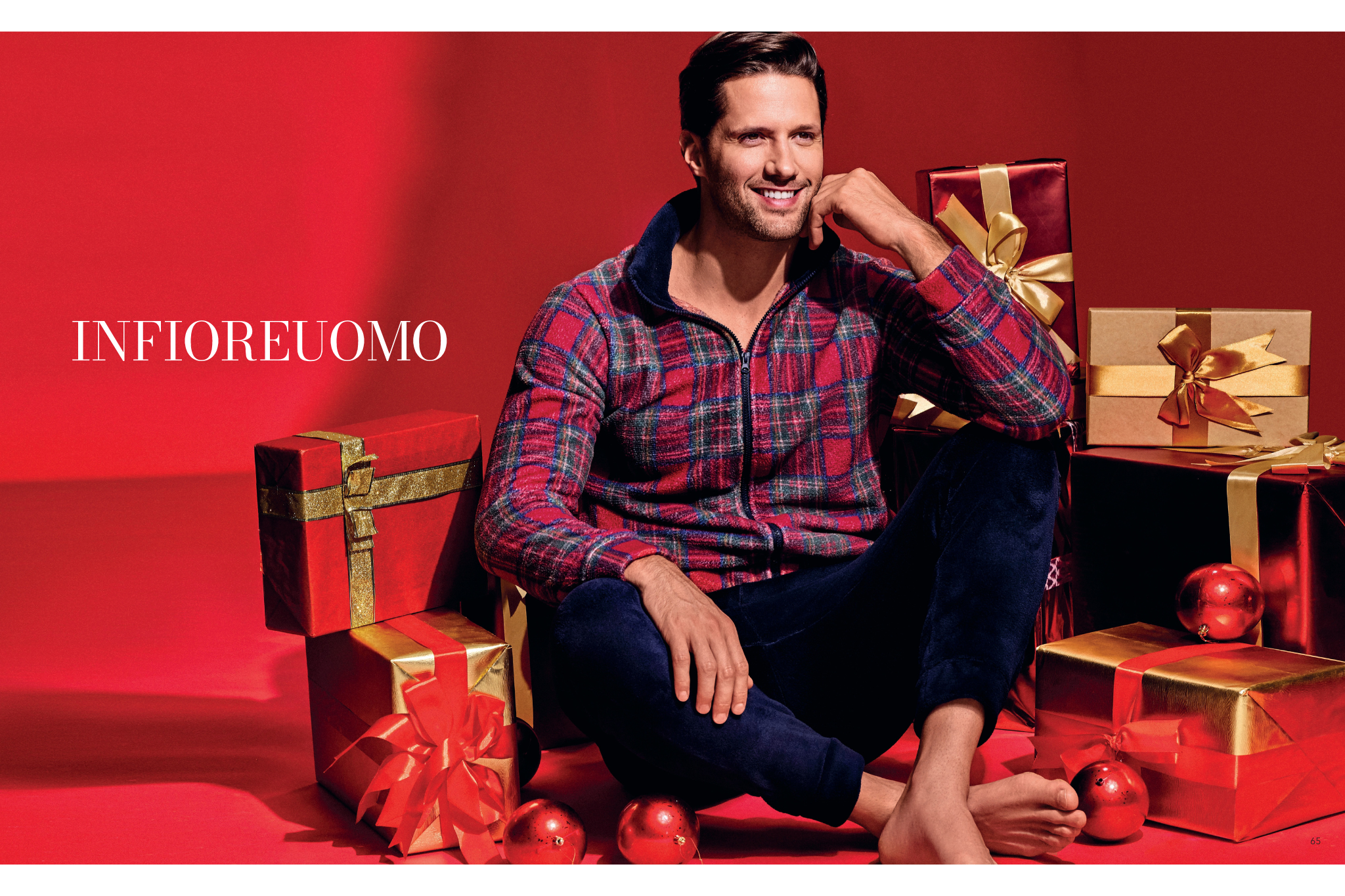 Pigiama Natalizio da uomo in Coral full zip