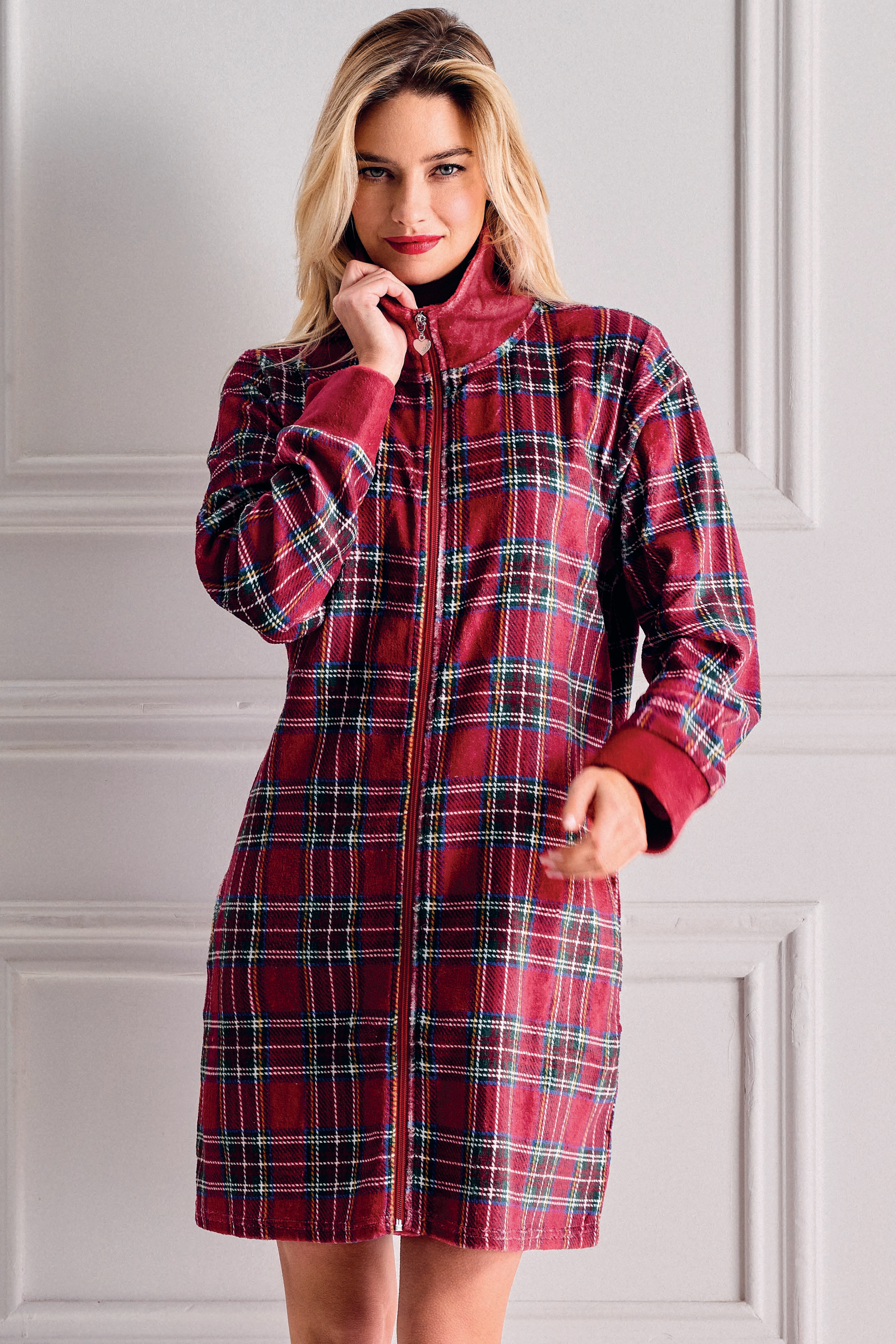 Vestaglia Natalizia in Coral da donna full zip