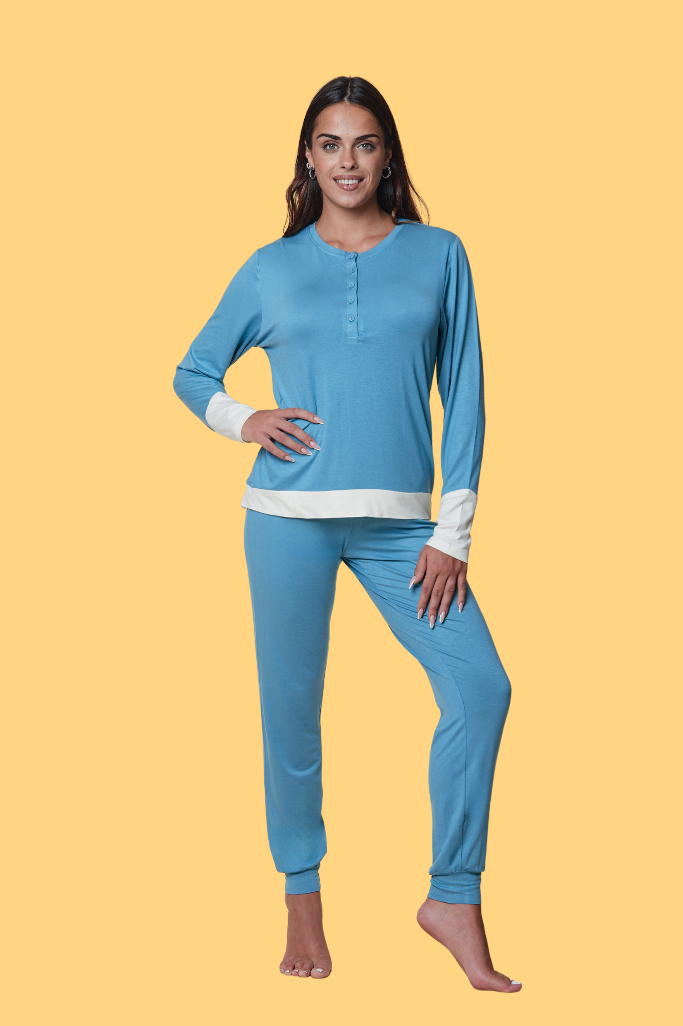 Pigiama da donna in cotone manica lunga