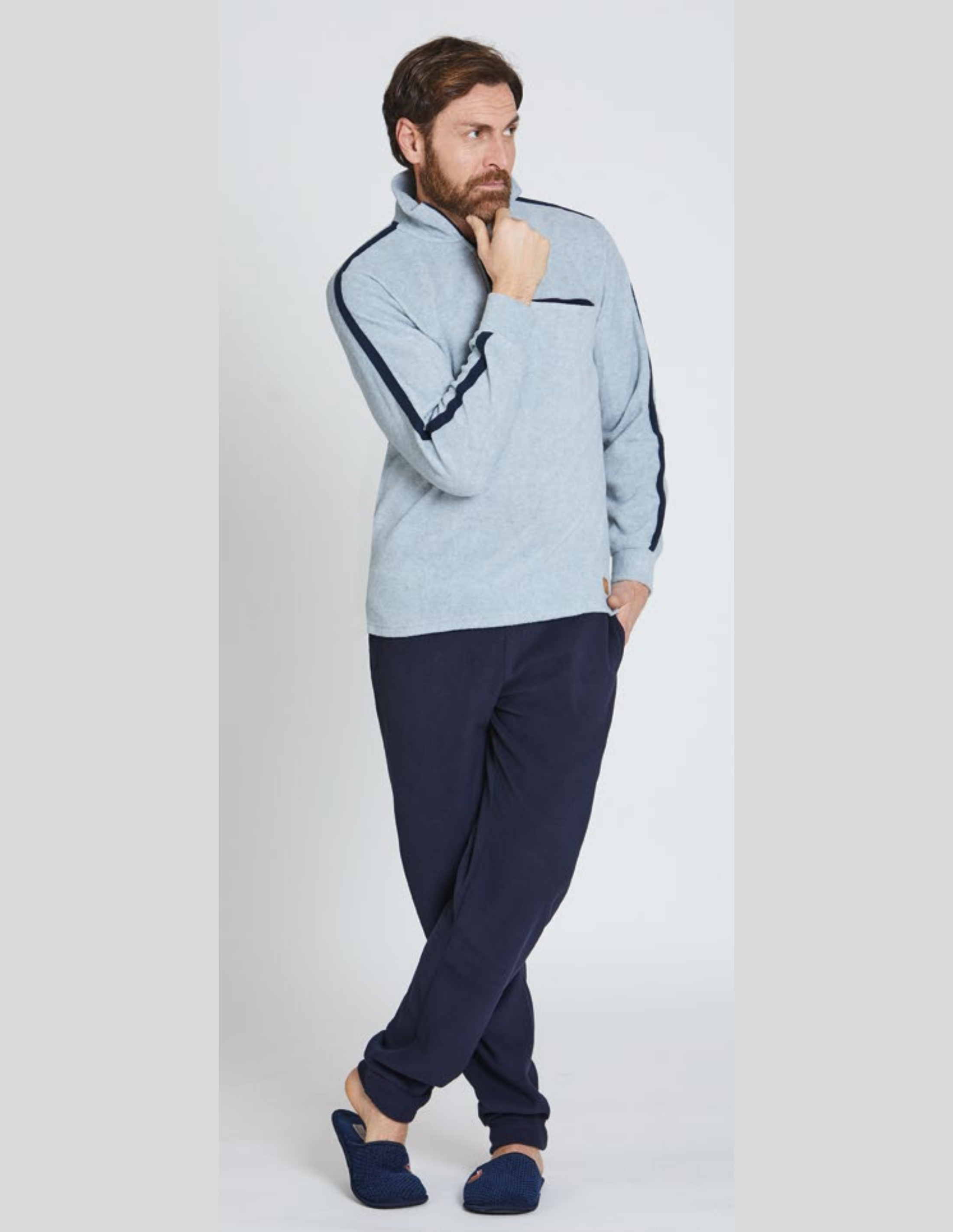 Pigiama da uomo mezza zip in Pile