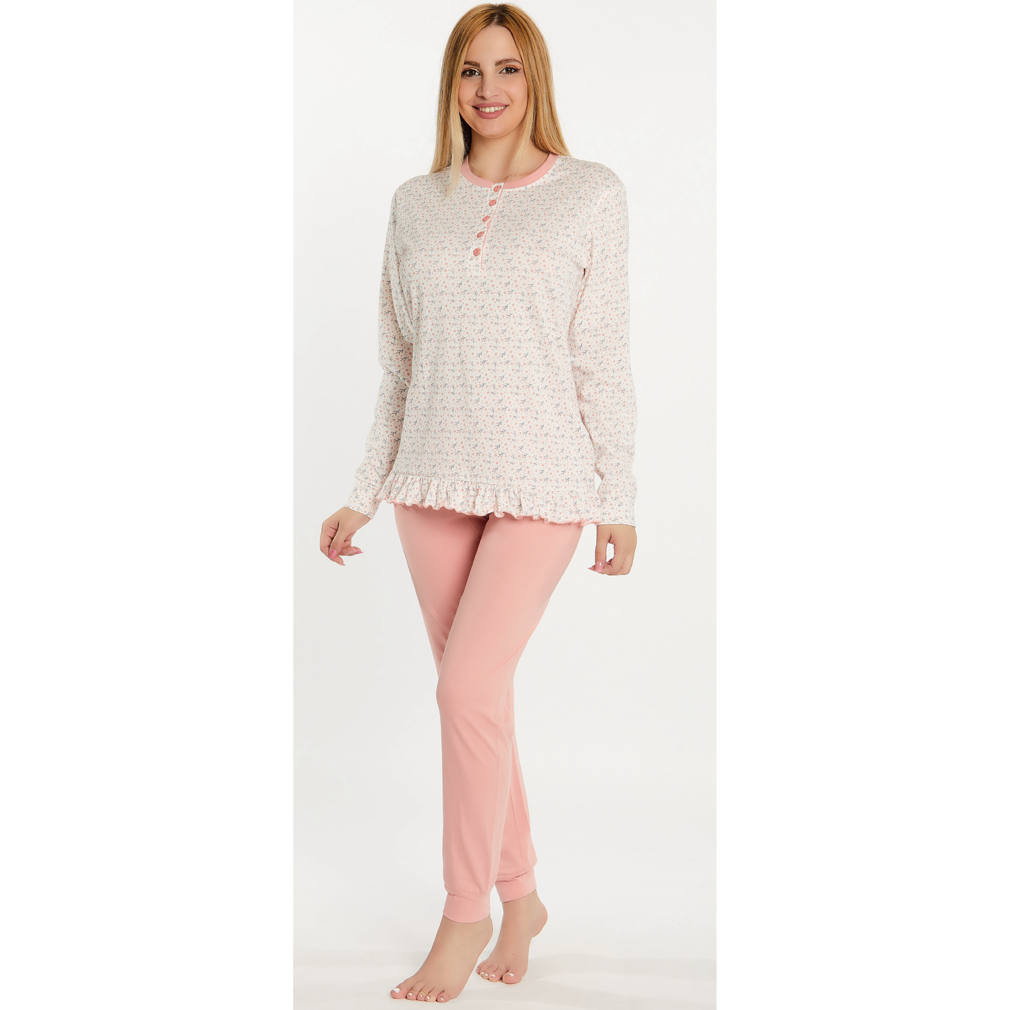 Pigiama donna  in cotone manica lunga