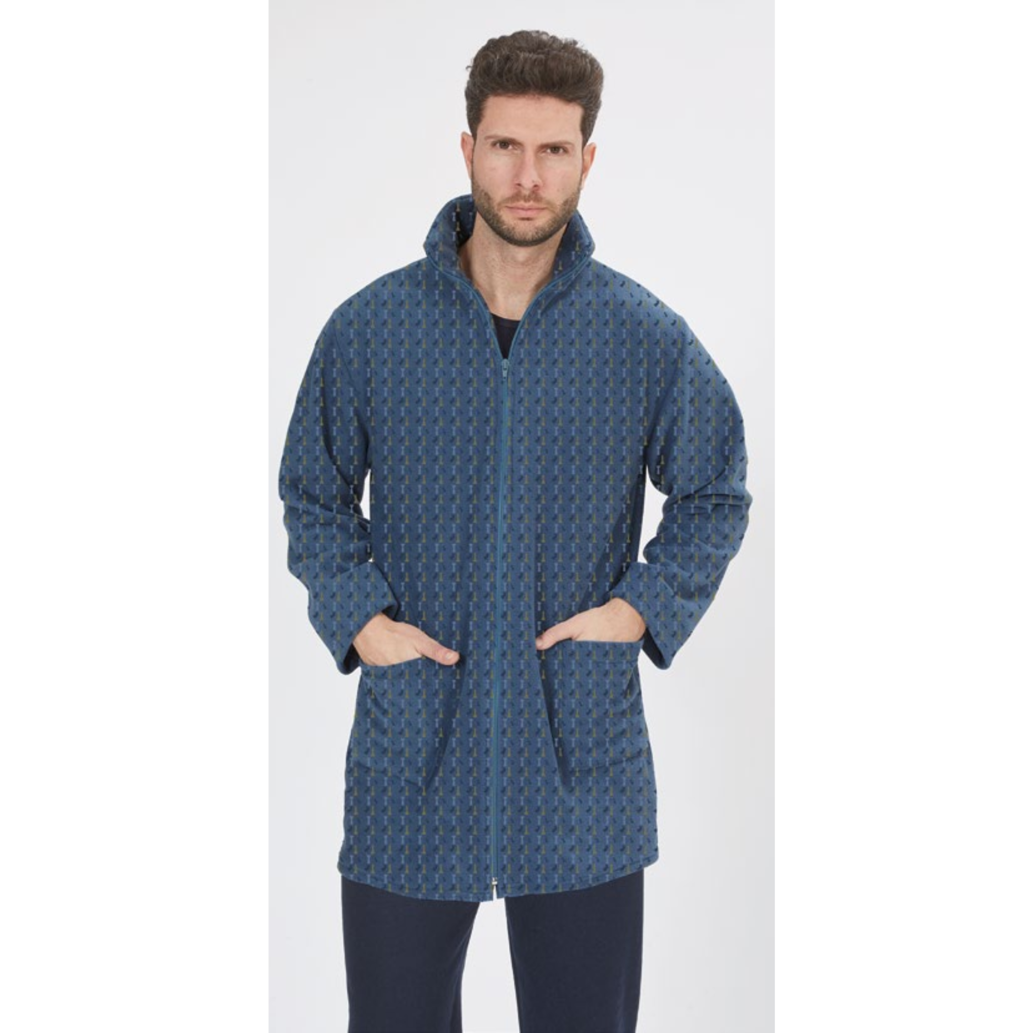 Giacca da camera da uomo in coral con zip