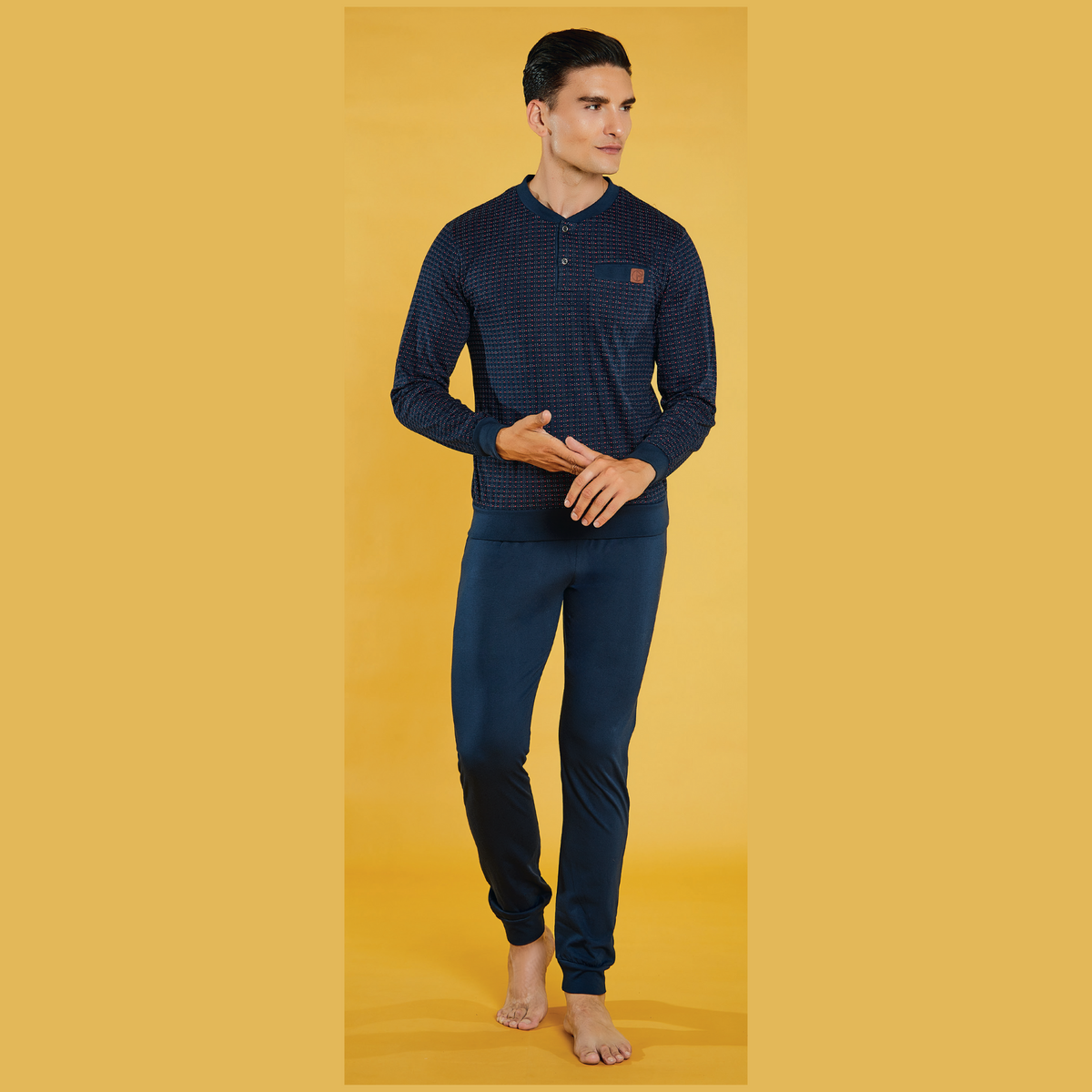 Pigiama uomo in cotone, manica lunga - Blu