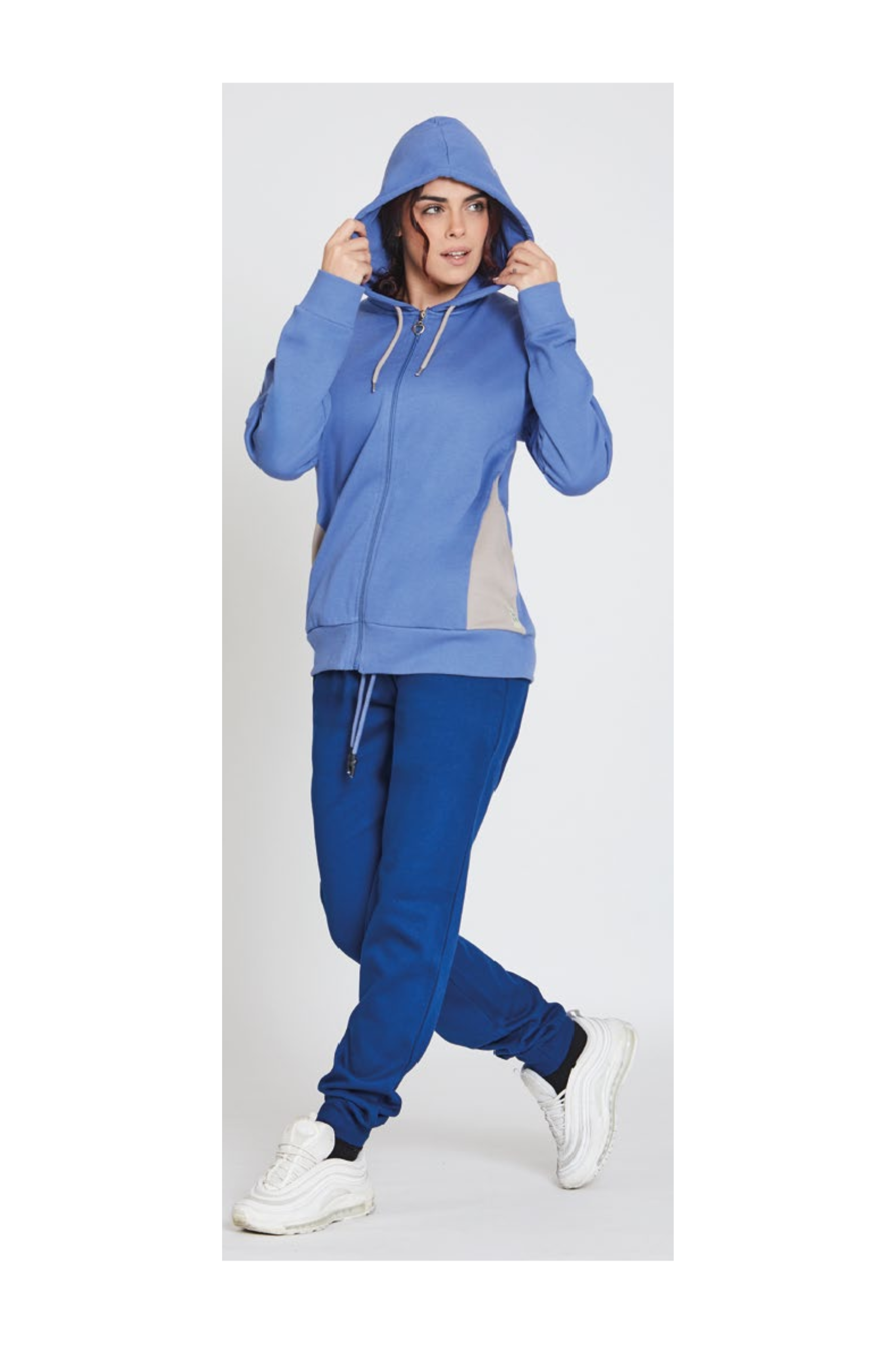 Tuta da donna in felpa full zip con cappuccio