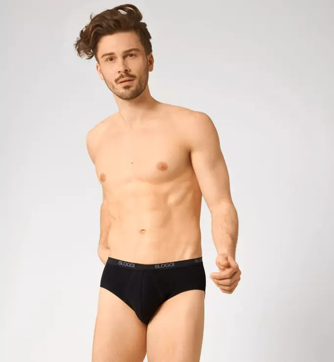 Slip men Basic Midi  Bi-Pack - Nero