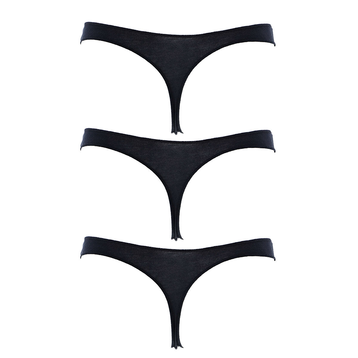 Perizoma in cotone finiture invisibili 3 Pack - Nero