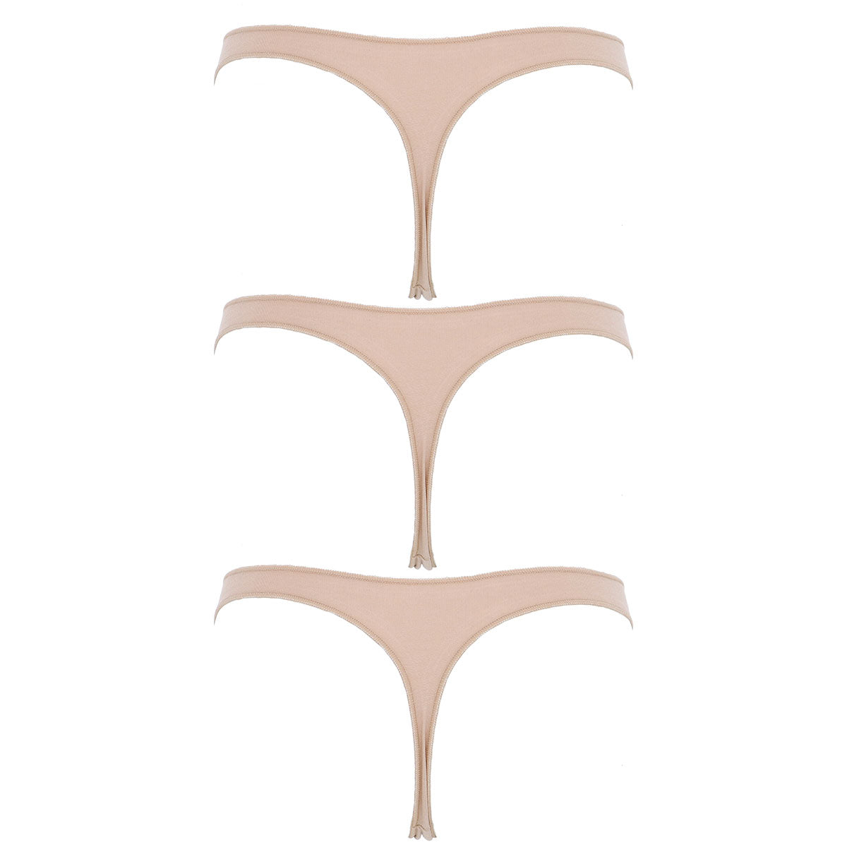 Perizoma in cotone finiture invisibili 3 Pack - Beige