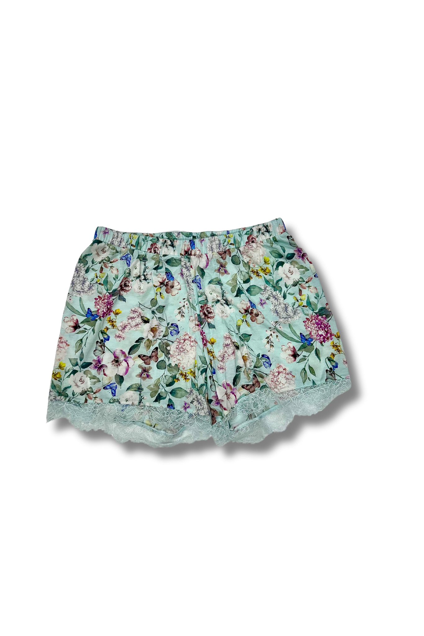 Pigiama donna top con spalline e short in pizzo fantasia floreale