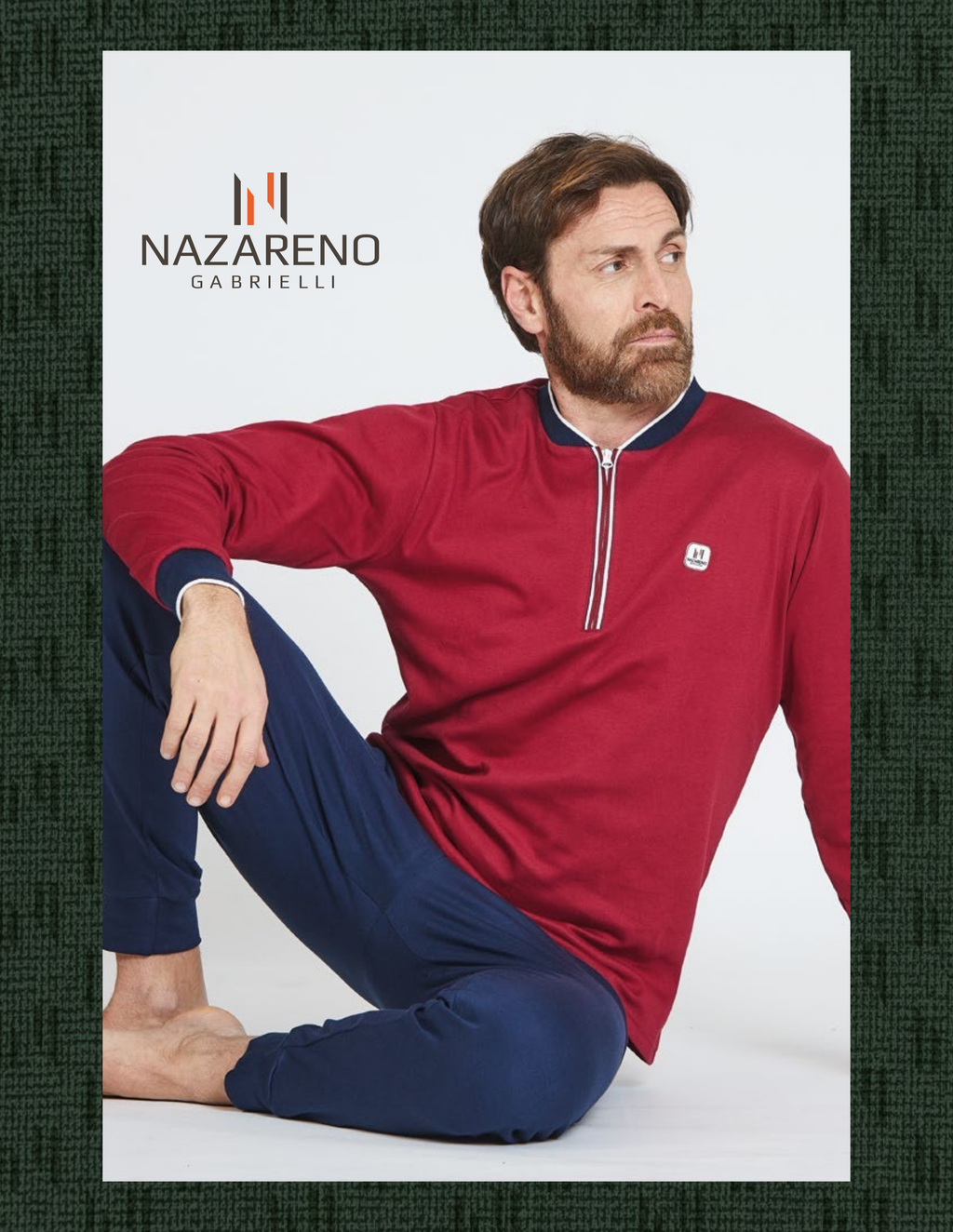 Pigiama da uomo mezza zip in caldo cotone