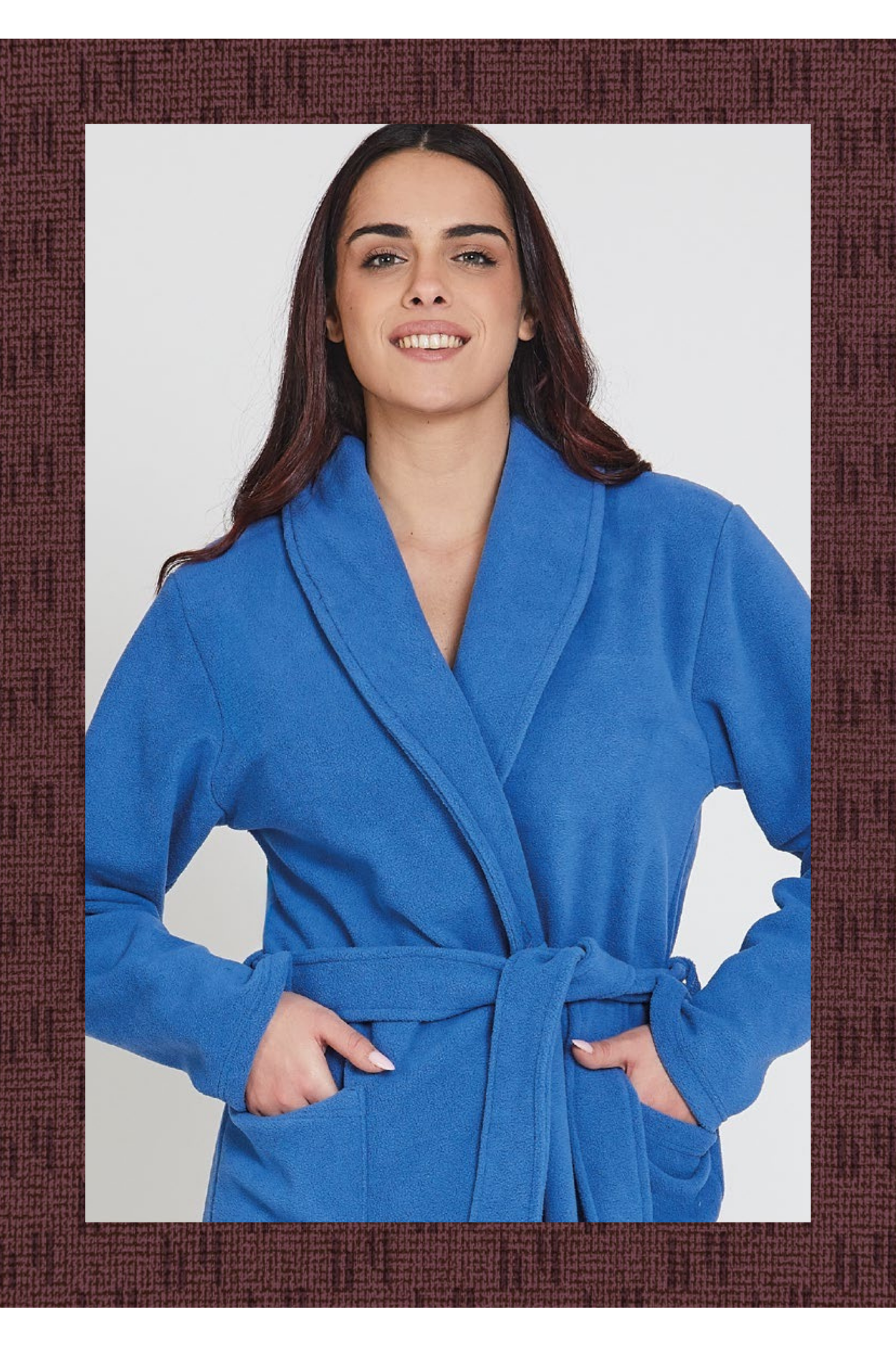 Vestaglia donna lunga in pile Made in Italy con cintura