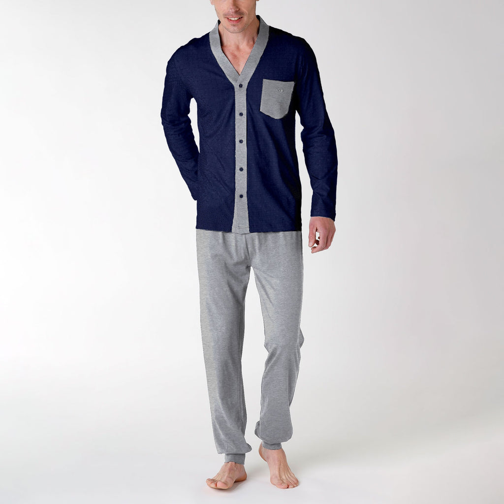 Pigiama uomo manica lunga aperto