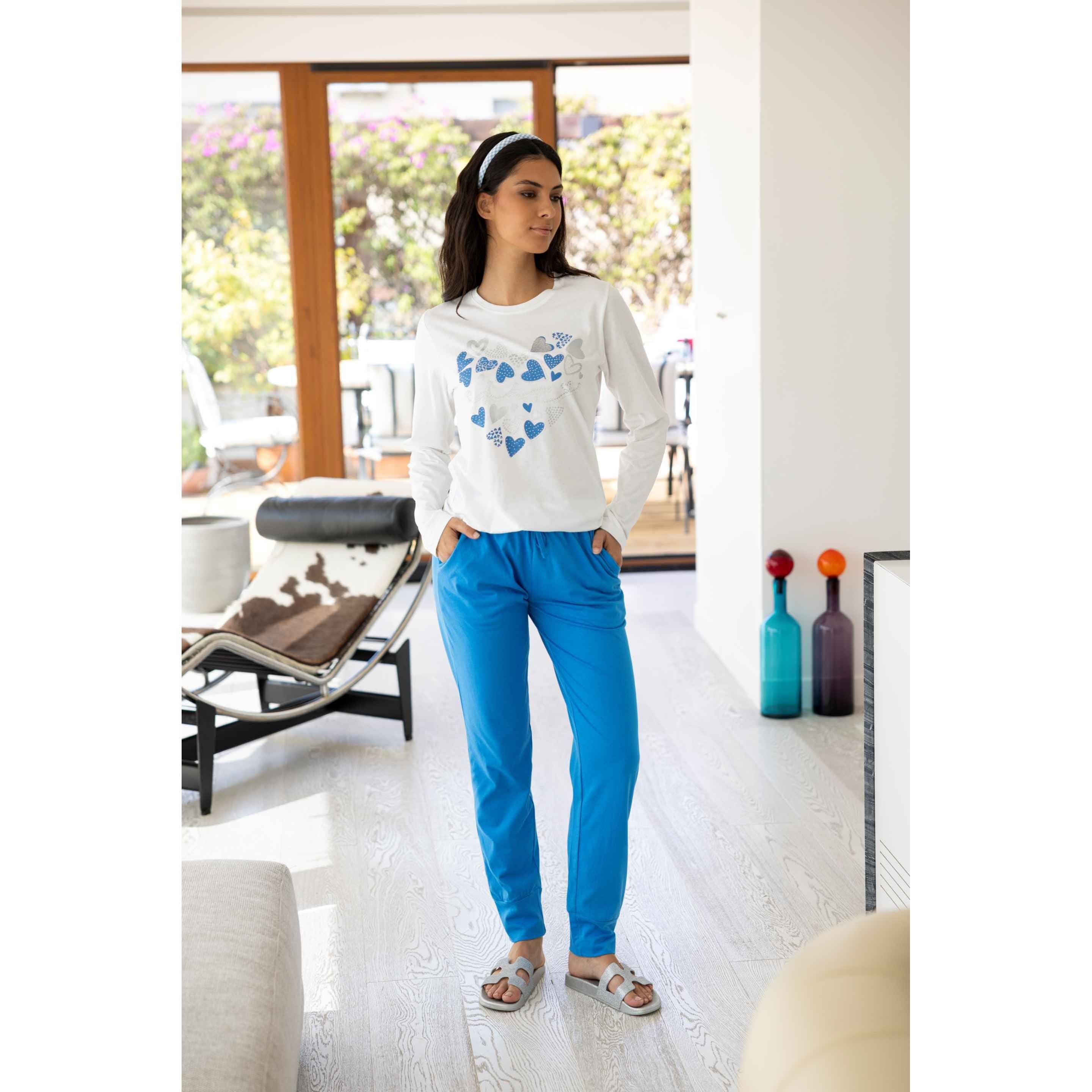 Pigiama da donna in cotone manica lunga