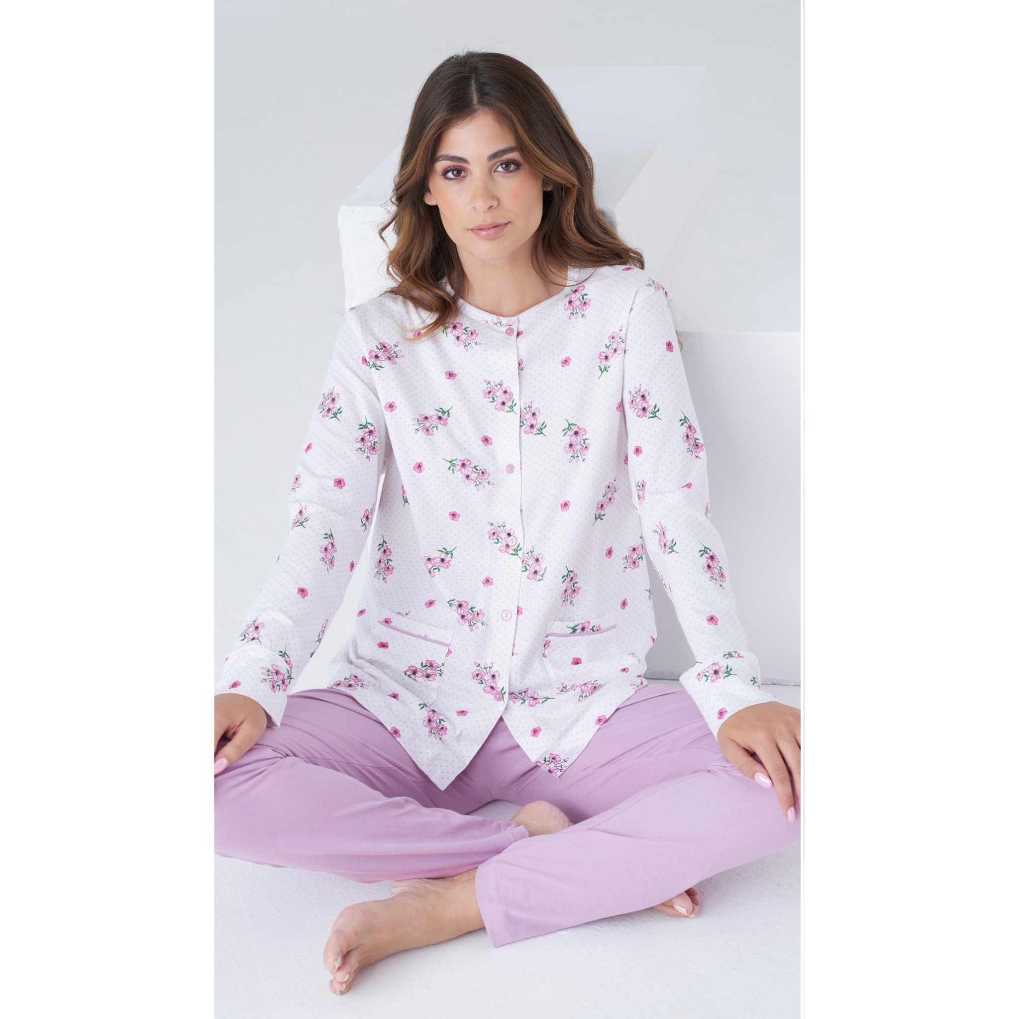 Pigiama donna in cotone manica lunga