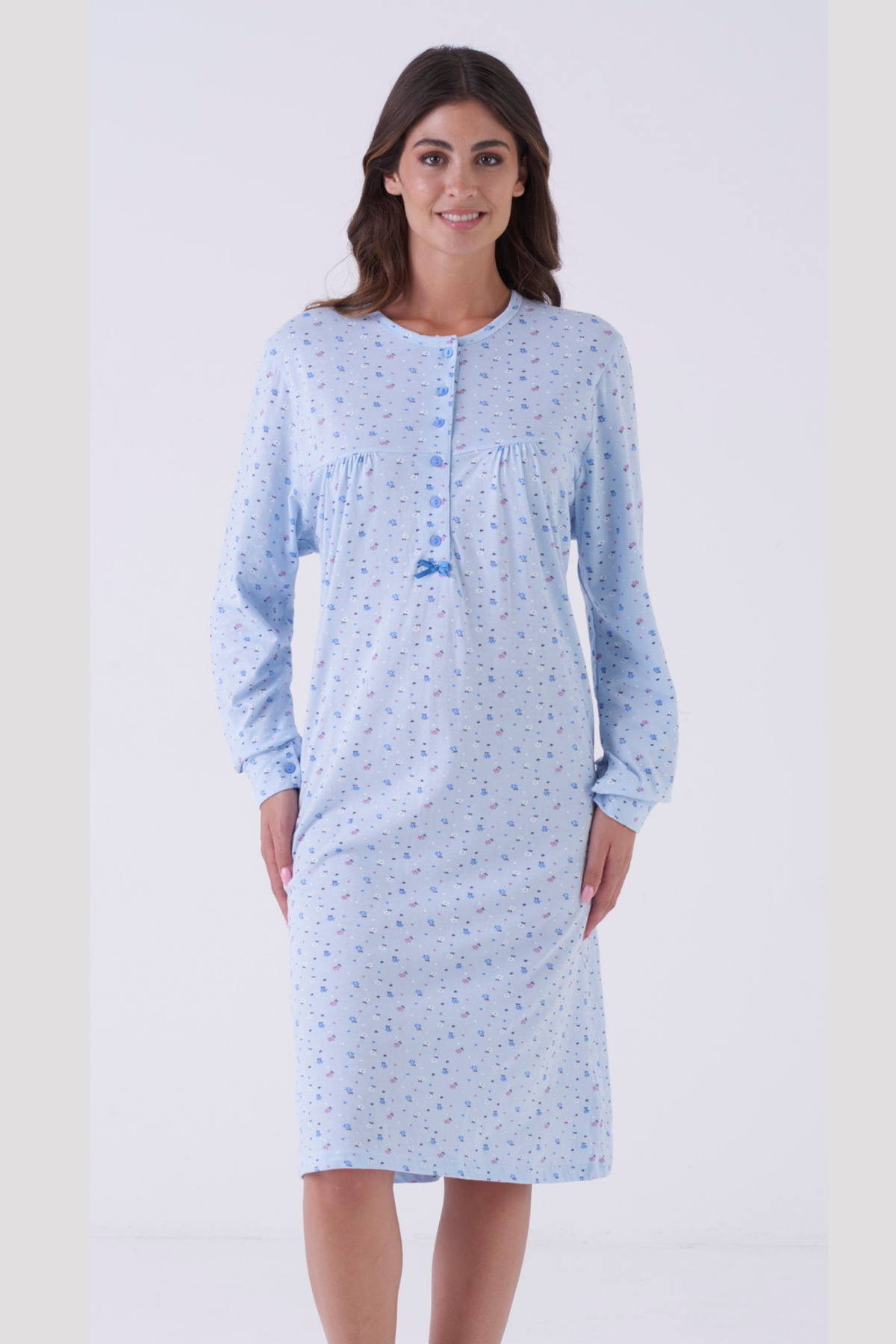 Camicia da notte calibrata manica lunga - Azzurro