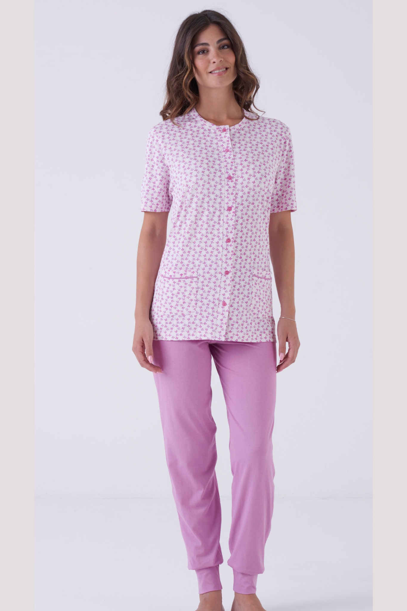 Pigiama donna 3 pezzi in cotone